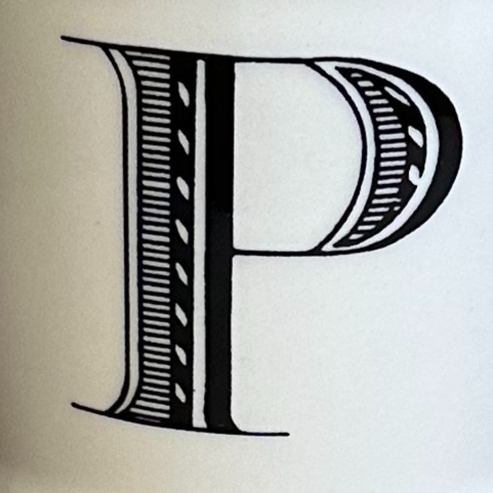 Anthropologie Monogram Initial Letter "P" Coffee Mug White/Black 16 oz. … - Picture 5 of 8